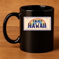 Enjoy Hawaii Car Plate 11oz C Handle Ceramic Mug