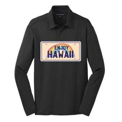 Enjoy Hawaii Car Plate Silk Touch Performance Long Sleeve Polo