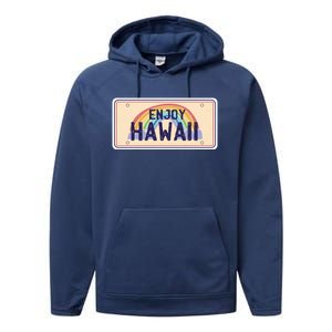 Enjoy Hawaii Car Plate Performance Fleece Hoodie