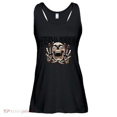 Eternal Horror Creepy Skeleton Screaming Dark Horror Spooky Ladies Essential Flowy Tank