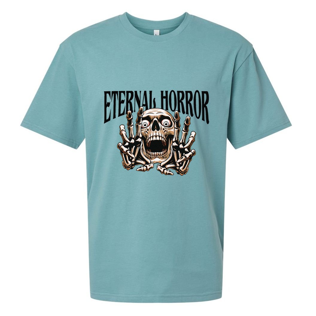 Eternal Horror Creepy Skeleton Screaming Dark Horror Spooky Sueded Cloud Jersey T-Shirt