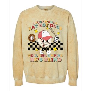 Eat Hot Dogs And Tell The Umpire He's Blind Funny Baseball Colorblast Crewneck Sweatshirt