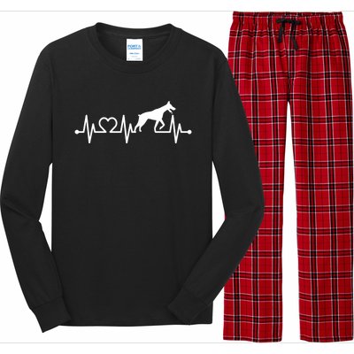 Ecg Heartbeat Dobie Dober Pinscher Pulse For Dog Owner Cute Gift Long Sleeve Pajama Set