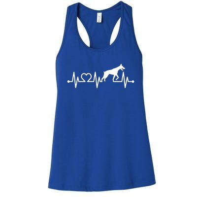 Ecg Heartbeat Dobie Dober Pinscher Pulse For Dog Owner Cute Gift Women's Racerback Tank