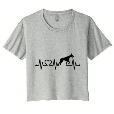 Ecg Heartbeat Dobie Dober Pinscher Pulse For Dog Owner Cute Gift Women's Crop Top Tee