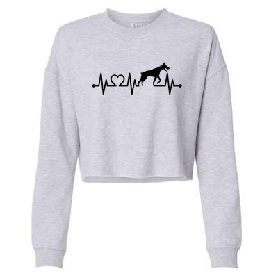 Ecg Heartbeat Dobie Dober Pinscher Pulse For Dog Owner Cute Gift Cropped Pullover Crew