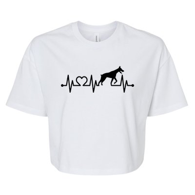 Ecg Heartbeat Dobie Dober Pinscher Pulse For Dog Owner Cute Gift Bella+Canvas Jersey Crop Tee