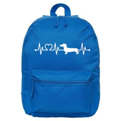 Ecg Heartbeat Dachshund Dackel Teckel For Dog Owners Gift 16 in Basic Backpack