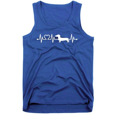 Ecg Heartbeat Dachshund Dackel Teckel For Dog Owners Gift Tank Top