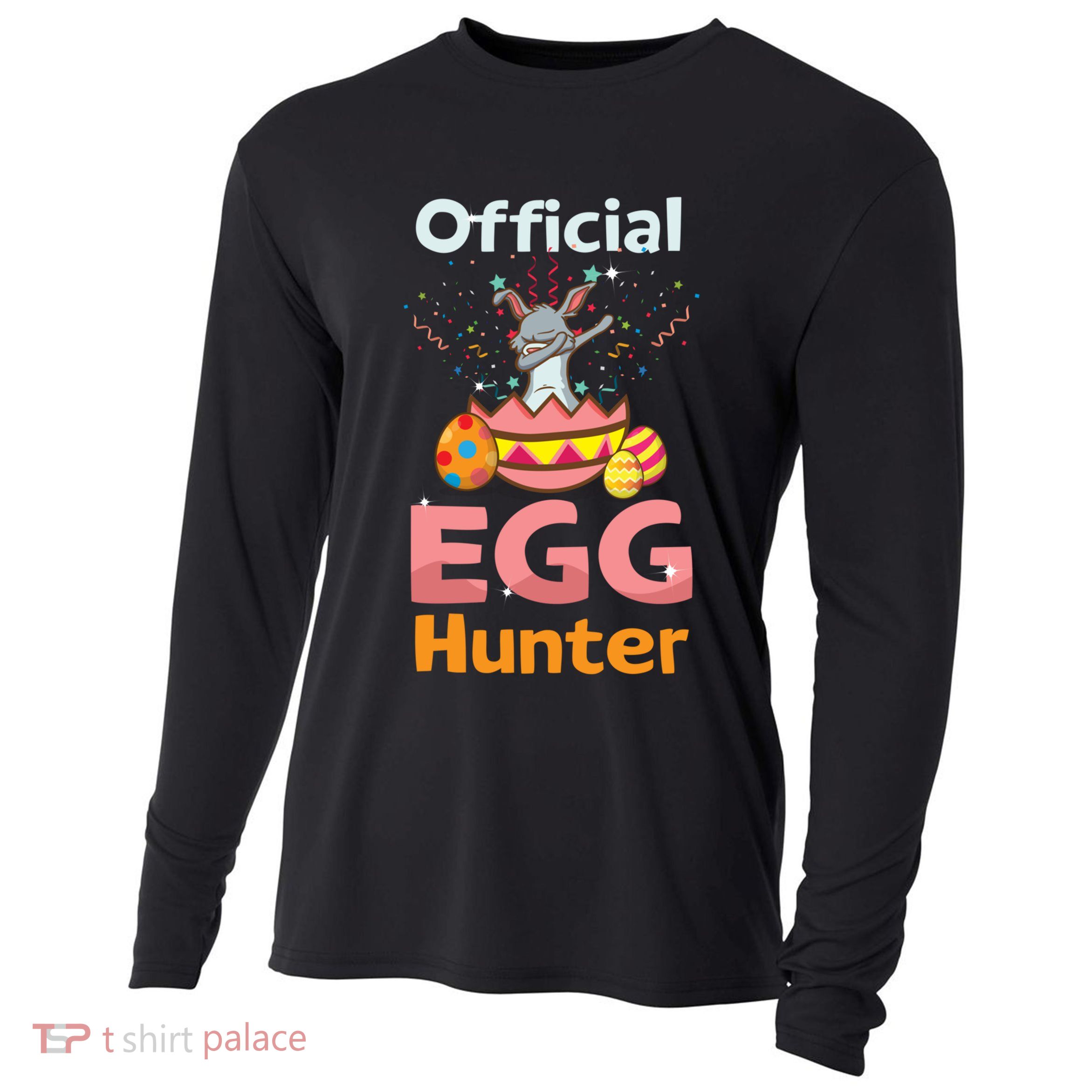 Egg Hunter Dabbing Rabbit Design Easter Egg Cool Gift Cooling Performance Long Sleeve Crew
