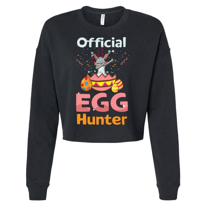 Egg Hunter Dabbing Rabbit Design Easter Egg Cool Gift Cropped Pullover Crew