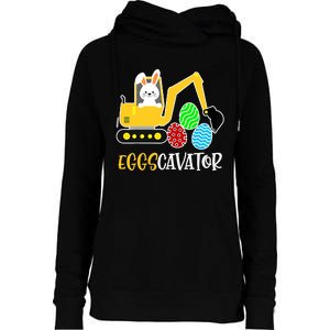 EggsCavator Happy Easter Funny Excavator Hunting Egg Gifts Womens Funnel Neck Pullover Hood