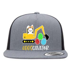 EggsCavator Happy Easter Funny Excavator Hunting Egg Gifts Flat Bill Trucker Hat