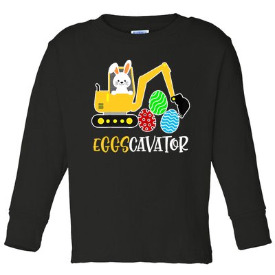 EggsCavator Happy Easter Funny Excavator Hunting Egg Gifts Toddler Long Sleeve Shirt