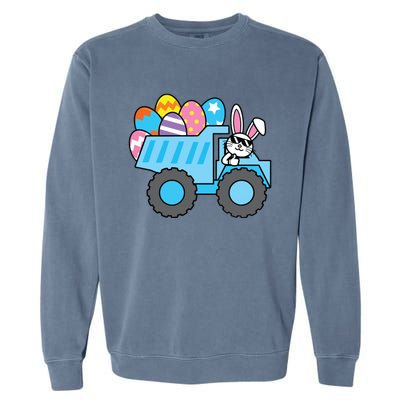 Easter Happy Easter Bunny Truck Construction Garment-Dyed Sweatshirt