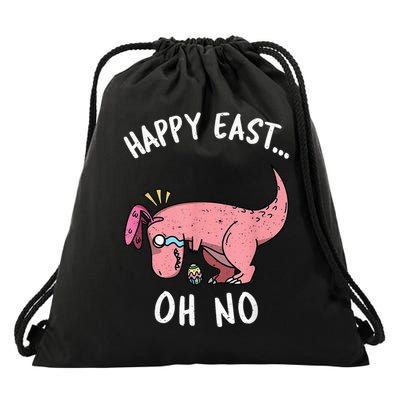 Easter HAPPY EAST... Oh No Trex Pink Dinosaur Crying Drawstring Bag