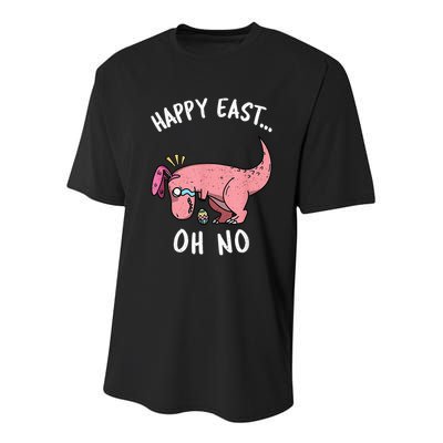 Easter HAPPY EAST... Oh No Trex Pink Dinosaur Crying Youth Performance Sprint T-Shirt