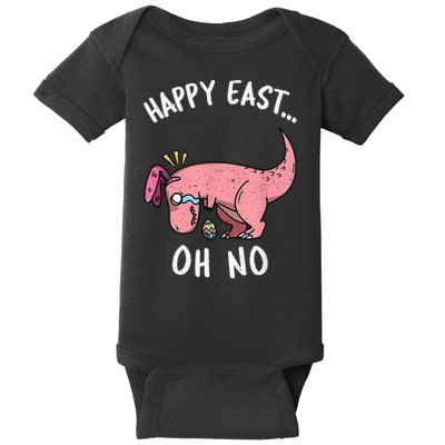 Easter HAPPY EAST... Oh No Trex Pink Dinosaur Crying Baby Bodysuit