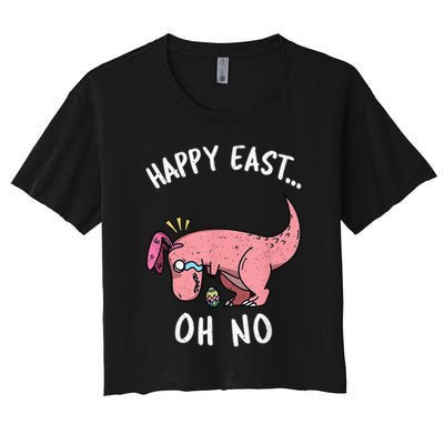 Easter HAPPY EAST... Oh No Trex Pink Dinosaur Crying Crop Top