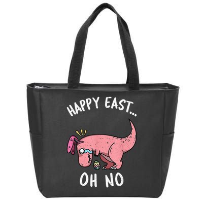 Easter HAPPY EAST... Oh No Trex Pink Dinosaur Crying Zip Tote Bag