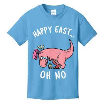 Easter HAPPY EAST... Oh No Trex Pink Dinosaur Crying Kids T-Shirt