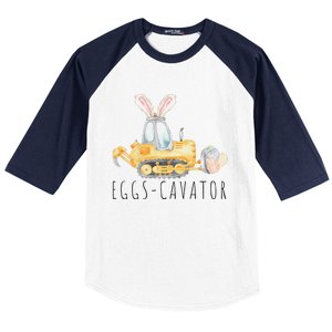 Eggscavator Happy Easter Funny Excavator Hunting Egg Baseball Sleeve Shirt