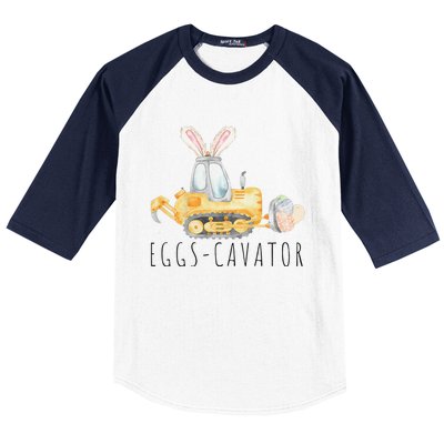 Eggscavator Happy Easter Funny Excavator Hunting Egg Baseball Sleeve Shirt