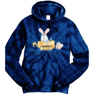 Eggscavator Happy Easter Funny Excavator Hunting Egg Tie Dye Hoodie