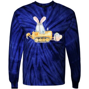 Eggscavator Happy Easter Funny Excavator Hunting Egg Tie-Dye Long Sleeve Shirt