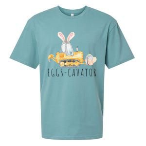 Eggscavator Happy Easter Funny Excavator Hunting Egg Sueded Cloud Jersey T-Shirt