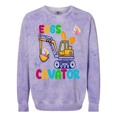 EggsCavator Happy Easter Funny Excavator Hunting Egg Copy Colorblast Crewneck Sweatshirt