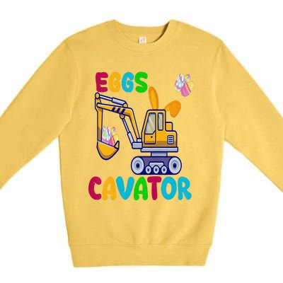 EggsCavator Happy Easter Funny Excavator Hunting Egg Copy Premium Crewneck Sweatshirt