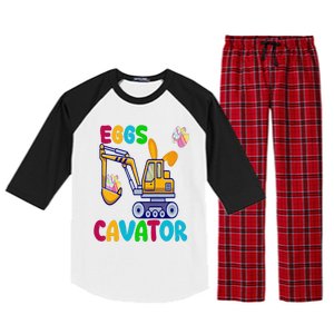 EggsCavator Happy Easter Funny Excavator Hunting Egg Copy Raglan Sleeve Pajama Set