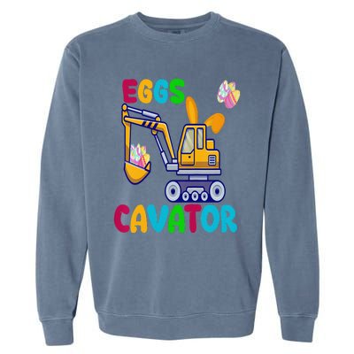 EggsCavator Happy Easter Funny Excavator Hunting Egg Copy Garment-Dyed Sweatshirt