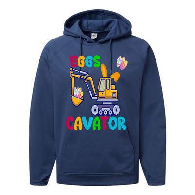 EggsCavator Happy Easter Funny Excavator Hunting Egg Copy Performance Fleece Hoodie