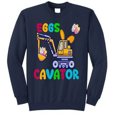 EggsCavator Happy Easter Funny Excavator Hunting Egg Copy Tall Sweatshirt