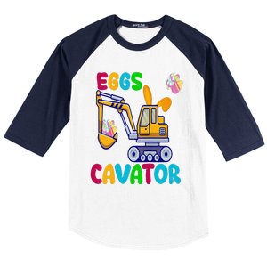 EggsCavator Happy Easter Funny Excavator Hunting Egg Copy Baseball Sleeve Shirt