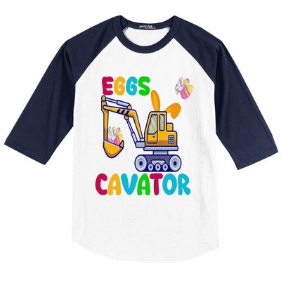 EggsCavator Happy Easter Funny Excavator Hunting Egg Copy Baseball Sleeve Shirt