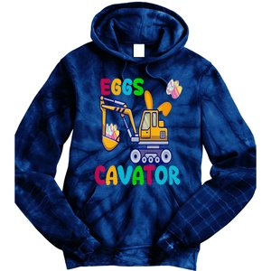 EggsCavator Happy Easter Funny Excavator Hunting Egg Copy Tie Dye Hoodie