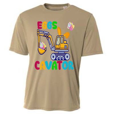 EggsCavator Happy Easter Funny Excavator Hunting Egg Copy Cooling Performance Crew T-Shirt