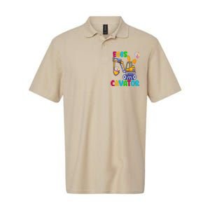 EggsCavator Happy Easter Funny Excavator Hunting Egg Copy Softstyle Adult Sport Polo