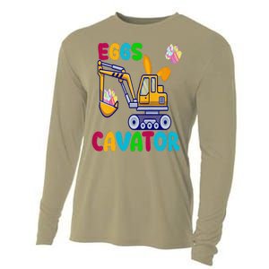 EggsCavator Happy Easter Funny Excavator Hunting Egg Copy Cooling Performance Long Sleeve Crew