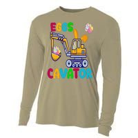 EggsCavator Happy Easter Funny Excavator Hunting Egg Copy Cooling Performance Long Sleeve Crew