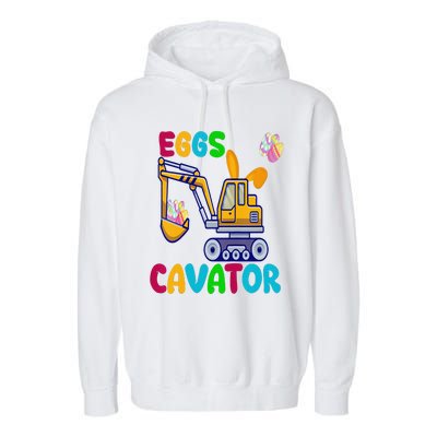 EggsCavator Happy Easter Funny Excavator Hunting Egg Copy Garment-Dyed Fleece Hoodie