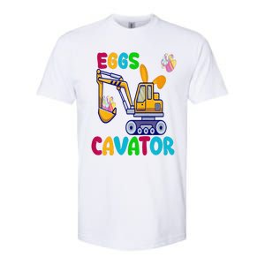 EggsCavator Happy Easter Funny Excavator Hunting Egg Copy Softstyle CVC T-Shirt