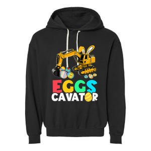 EggsCavator Happy Easter Excavator Hunting Egg Garment-Dyed Fleece Hoodie