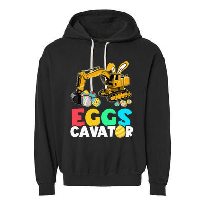 EggsCavator Happy Easter Excavator Hunting Egg Garment-Dyed Fleece Hoodie