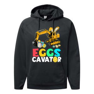 EggsCavator Happy Easter Excavator Hunting Egg Performance Fleece Hoodie