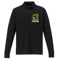 EggsCavator Happy Easter Excavator Hunting Egg Performance Long Sleeve Polo