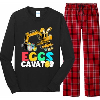 EggsCavator Happy Easter Excavator Hunting Egg Long Sleeve Pajama Set